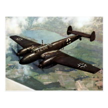WWII deutsches Bf-110 im Flug Postkarte