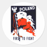 WWII Polen, Plakat zuerst kämpfen Runder Sticker