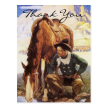 Wyeths Cowboy, der sein Pferd wässert Postkarten