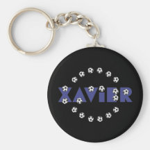 Xavier im Fußball-Blau Schlüsselbänder