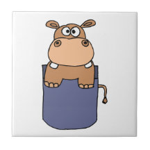 XX Flusspferd in einem Taschen-Cartoon Kachel