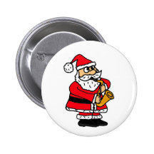 XX lustiger Weihnachtsmann, der das Saxophon spiel Buttons