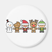 Yay für Weihnachtscharaktere der Farbefünf Magnete