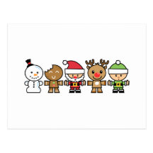 Yay für Weihnachtscharaktere der Farbefünf Postkarten