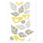 yellow birds singing of love horizontal border postkarten