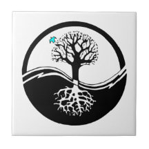Yin Yang Baum des Leben-Schwarzen u. des Weiß Kacheln