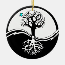 Yin Yang Baum des Leben-Schwarzen u. des Weiß Ornament