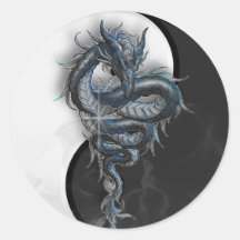 Yin Yang chinesischer Drache-große runde Aufkleber