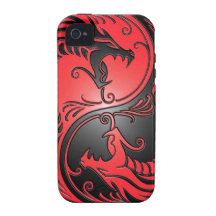 Yin Yang Drachen, Rot und Schwarzes iPhone 4/4S Hüllen