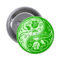 Yin Yang Rosen, grün Anstecknadelbuttons