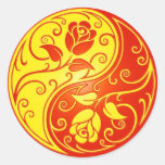 Yin Yang Rosen, Rot und Gelb Runde Sticker