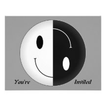 Yin Yang smiley Einladungskarte