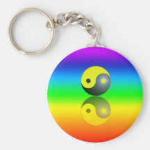 Yin & Yang Symbol auf Chakra Farben Motiv 1 Schlüsselanhänger