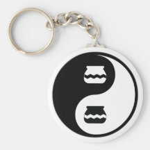 Yin Yang Tonwaren Schlüsselanhänger