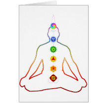 Yoga Asana Siddhasana Pose mit 7 Chakras Karten