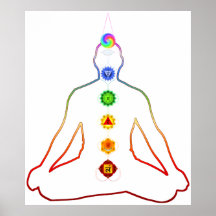 Yoga Asana Siddhasana Pose mit 7 Chakras Plakatdruck