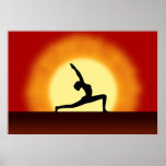 Yoga-Pose-Silhouette-Sonnenaufgang-gerahmter Druck