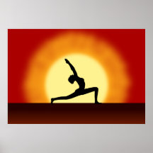 Yoga-Pose-Silhouette-Sonnenaufgang-gerahmter Druck
