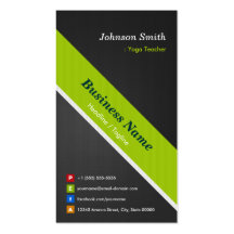 Yoga Teacher - Premium Black and Green Business Card Template