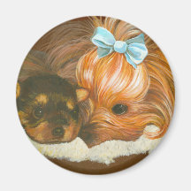Yorkie Mutter mit Welpen-Magneten