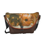 Yorkie Mutter-u. Welpen-Porträt-Malerei Kurier Tasche