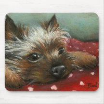 Yorkie und Herzen Mauspads