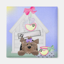 Yorkiegirl-Doghouse Magnete