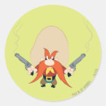 Yosemite Sam ziehen sich zurück Runder Aufkleber