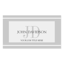 YourJobTitle Monogramm-Initialen-Weiß-Silber Visitenkarten Vorlage