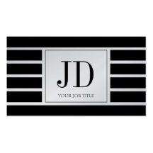YourJobTitle Monogramm/Striped,/Schwarzes,/Platin Visitenkarten Vorlage