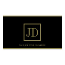 YourJobTitle! Schwarzes/Goldquadratische Monogramm Visitenkartenvorlagen