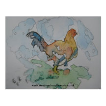 Zackige Reihe - "Huhn auf dem Bauernhof" 2010, WWW Postkarte