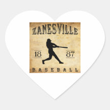 Zanesville Ohio Baseball 1887 Herzaufkleber