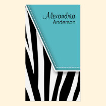 Zany angesagte Zebra-Druck-Geschäfts-Karten (Aqua) visitenkarten