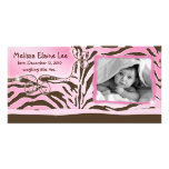 Zebra-Baby-Foto-Karten-Rosa Brown Photogrußkarten