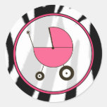 Zebra-Druck und rosa Kinderwagen-Aufkleber