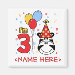 Zebra-Gesichts-3. Geburtstag Kühlschrankmagnet