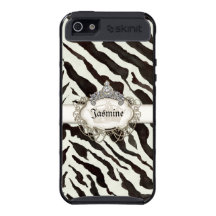 Zebra-Streifen-Tierdruck-Juwel-Kronen-Girly Chic Schutzhülle Fürs iPhone 5