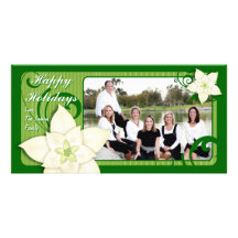 Zeitgenössische Feiertags-Poinsettia Photo Karte