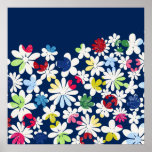 Zeitgenössisches Blumenmuster Plakat
