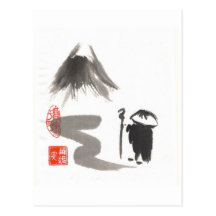 Zen-Mönch auf Reise Postkarte