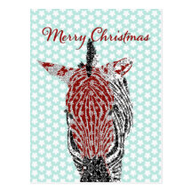 Zenya Zebra-blauer Stern-Postkarten-Weihnachten
