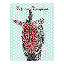 Zenya Zebra-blauer Stern-Postkarten-Weihnachten