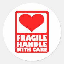 Zerbrechlicher Griff sorgfältig Runde Sticker