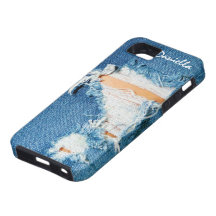 Zerrissene Faden - zerrissene Denim-Blue Jeans iPhone 5 Etui