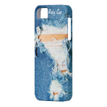 Zerrissene Faden - zerrissene Denim-Blue Jeans iPhone 5 Hüllen