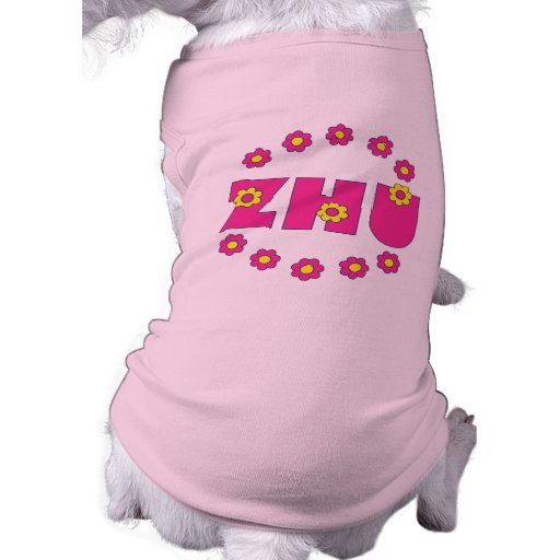 Zhu in Flores-Rosa Hunde-t-shirt