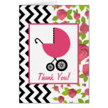 Zickzack-danken rosa Wagen-mit BlumenBabyparty Ihn Grußkarten