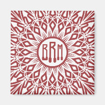 Ziegelstein-Rot-gewirkter Spitze-Monogramm-Magnet