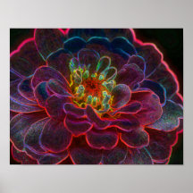 Zinnia-Fantasie-Blumen-Kunst-Plakat
